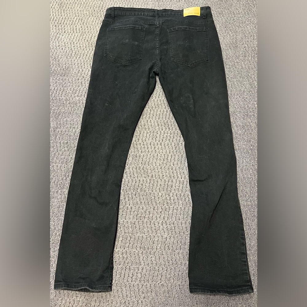 Black Rockstar Distressed Baggy Denim Men’s Jeans with Star Patches Size 40 - Picture 14 of 16
